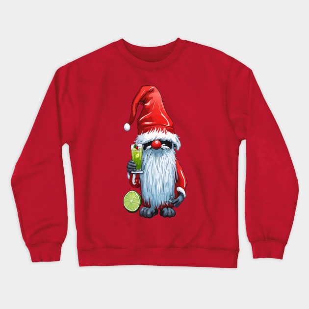 Nordic Nisse Gnome Gonk Holding A Glass Of‎ Lime Margarita Crewneck Sweatshirt by taiche